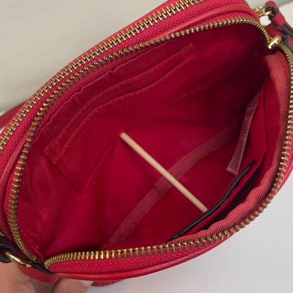 Banana Republic Red Genuine Leather Double Entry Crossbody Bag - Picture 8 of 16